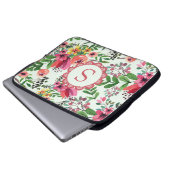Lebendiges Wasserfarben-Blumenmonogramm Laptopschutzhülle (Vorne Knopf)