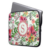 Lebendiges Wasserfarben-Blumenmonogramm Laptopschutzhülle (Vorderseite Links)