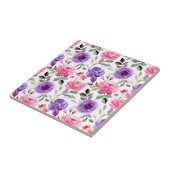 Lebendiges Wasserfarben-Blumenmuster in Rosa und L Fliese (Seite)
