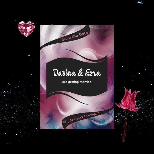 Lebendiges Wasserfarben-Rosa Save The Date