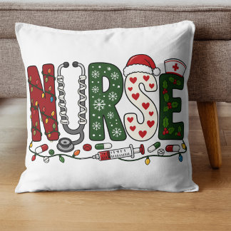 Lebendiges Weihnachts-Krankenschwester-Festdesign Kissen