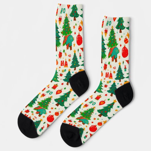 Lebendiges Weihnachtsmuster Socken (Linkes Detail)