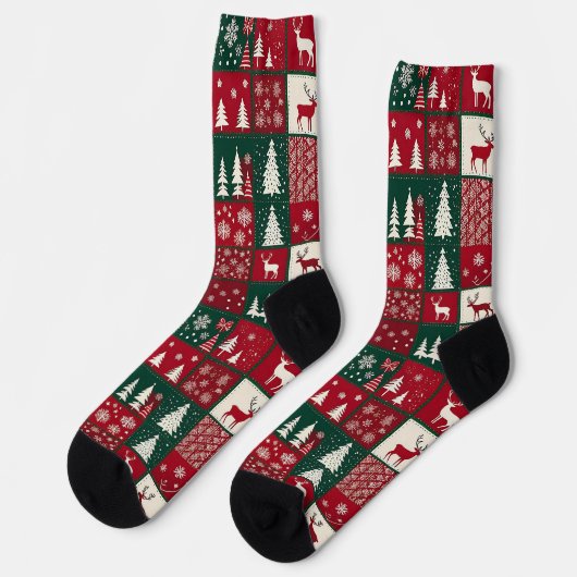 Lebendiges Weihnachtsmuster Socken (Linkes Detail)
