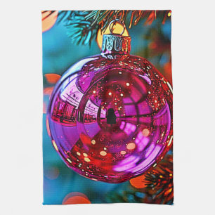 Lebendiges Weihnachtsornament mit funkelndem Desig Geschirrtuch