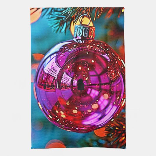 Lebendiges Weihnachtsornament mit funkelndem Desig Geschirrtuch (Vertikal)