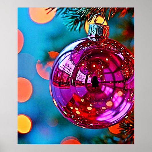 Lebendiges Weihnachtsornament mit funkelndem Desig Poster (Vorne)