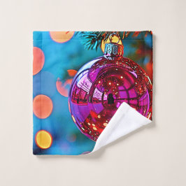 Lebendiges Weihnachtsschmuck-Funkeldesign Badhandtuch Set