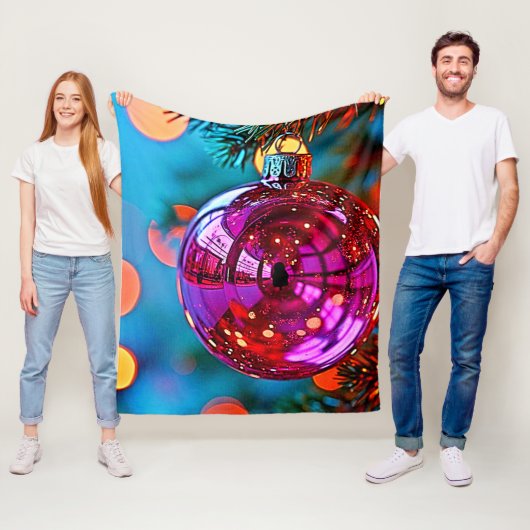 Lebendiges Weihnachtsschmuck-Funkeldesign Fleecedecke (Beispiel)