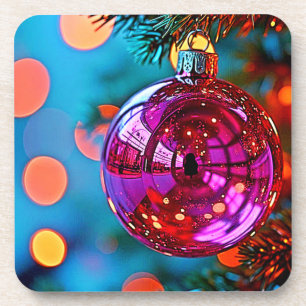 Lebendiges Weihnachtsschmuck-Funkeldesign Getränkeuntersetzer