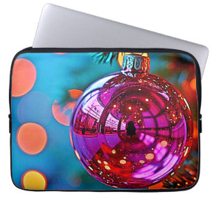 Lebendiges Weihnachtsschmuck-Funkeldesign Laptopschutzhülle