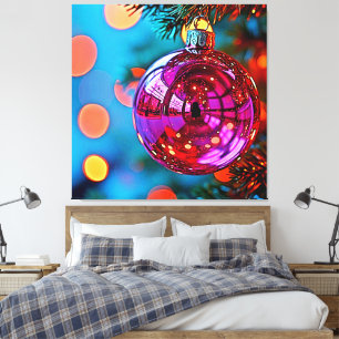 Lebendiges Weihnachtsschmuck-Funkeldesign Leinwanddruck