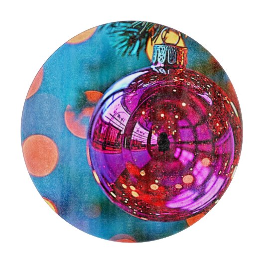Lebendiges Weihnachtsschmuck-Funkeldesign Schneidebrett (Vorderseite)
