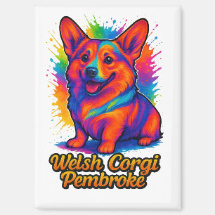 Lebendiges Welsh Corgi Pembroke Pop-Art-Design Magnet