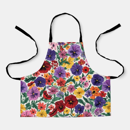 Lebendiges Wildblumen-Stiefmütterchen-Botanikmuste Schürze (Vorderseite)