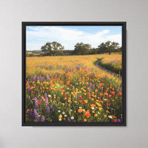 Lebendiges Wildblumenfeld Natur Landschaft Kunst Leinwanddruck
