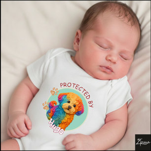 Lebendiges Wirbel gequiltetes Bichon Frise-Hundepo Baby Strampler