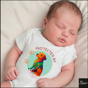 Lebendiges Wirbel-Quilling-Hundeporträt Baby Strampler