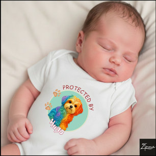 Lebendiges Wirbel Quilling-Malteser-Hund-Porträt Baby Strampler