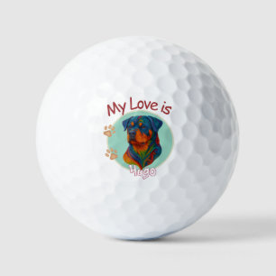 Lebendiges Wirbel Quilling Rottweiler-Hund-Porträt Golfball