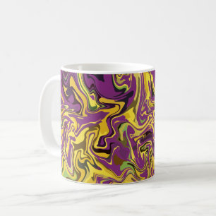 Lebendiges Wirbeldesign mit gelben und violetten T Kaffeetasse