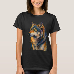 Lebendiges Wolf-Sonnenuntergangs-T-Shirt für Fraue T-Shirt