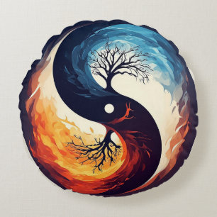 Lebendiges Yin-Yang-Design Rundes Kissen
