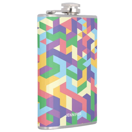 Lebendiges zeitgenössisches geometrisches Muster m Flachmann (Rechts)