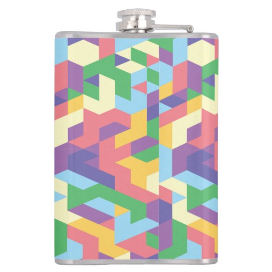 Lebendiges zeitgenössisches geometrisches Muster m Flachmann (Rückseite)