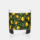 Lebendiges Zitronen-Zitrusbaum-Muster Whiskyglas (Rückseite)