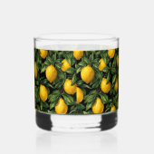 Lebendiges Zitronen-Zitrusbaum-Muster Whiskyglas (Rechts)