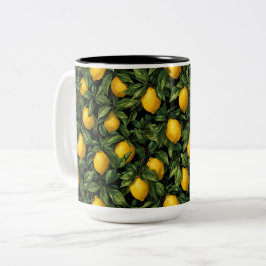 Lebendiges Zitronen-Zitrusbaum-Muster Zweifarbige Tasse