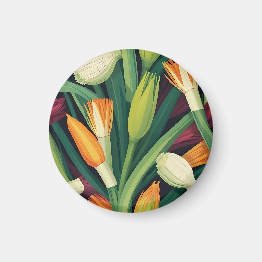Lebendiges Zwiebelblütenmuster Magnet (Vorne)
