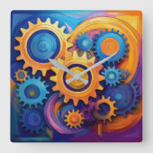 Lebendräder Quadratische Wanduhr (Vorderseite)