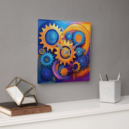 Lebendräder Quadratische Wanduhr