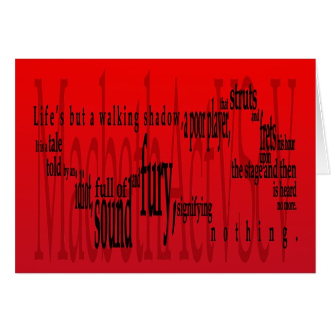 "Lebens aber ein gehender Schatten" Macbeth (Vorderseite (Horizontal))