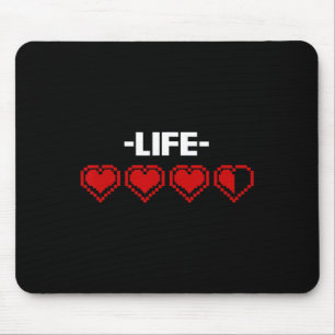 Lebensanzeige Herz 8 Bit Grafik Videospiel Play Mousepad