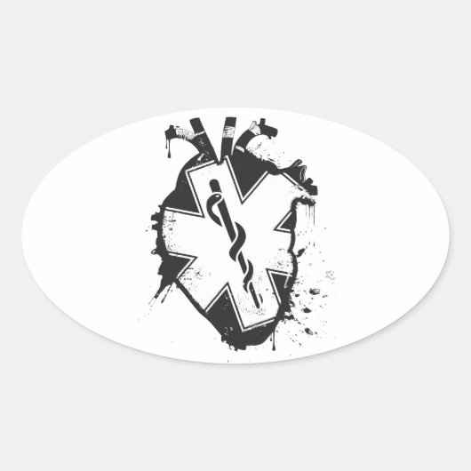 Lebensart anatomisches Herz Ovaler Aufkleber (Vorderseite)