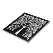 Lebensbaum #1 Weiß auf schwarz Fliese (Seite)