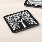 Lebensbaum #1 Weiß auf schwarz Getränkeuntersetzer (Linke Seite)