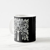 Lebensbaum #1 Weiß auf schwarz Kaffeetasse (Vorderseite Links)