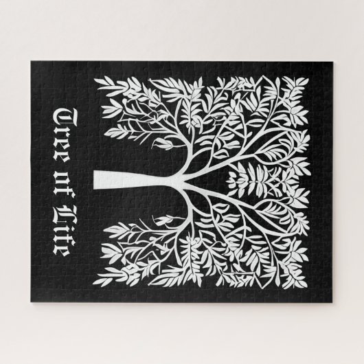 Lebensbaum #1 Weiß auf schwarz Puzzle (Horizontal)