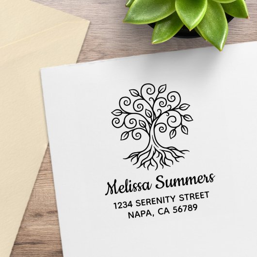 Lebensbaum-Adresse Gummistempel