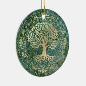 Lebensbaum auf grünem Mosaikglas Keramik Ornament (Rechts)