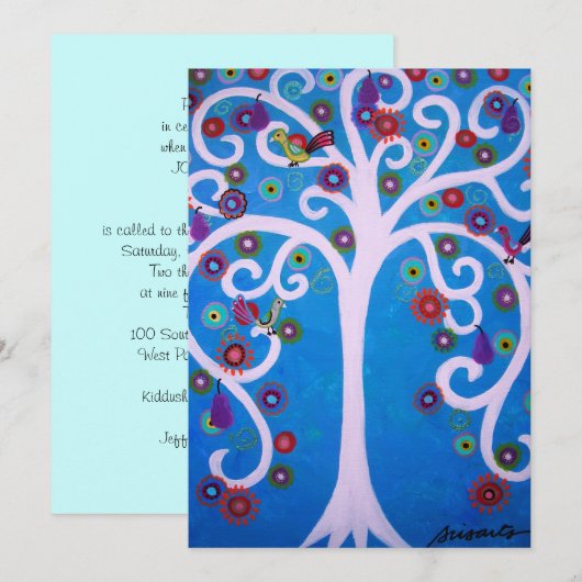 LEBENSBAUM BAR/BAT MITZVAH EINLADUNG (Vorne/Hinten)