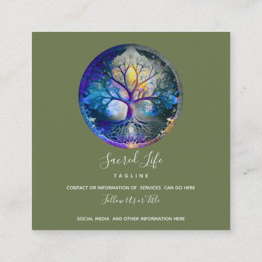 Lebensbaum | Celestial Quadratische Visitenkarte (Rückseite)