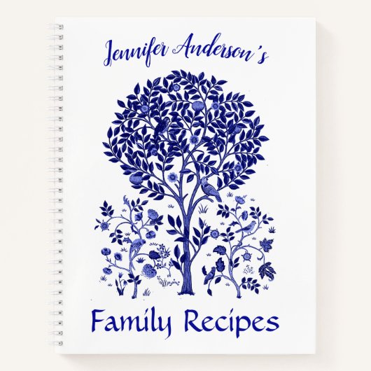 Lebensbaum, Cobalt Blue Recipe Notebook Notizblock (Vorderseite)