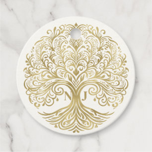Lebensbaum Creme & Gold keltische Hochzeit Geschenkanhänger