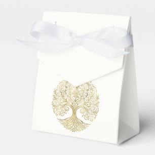 Lebensbaum Creme & Gold keltische Hochzeit Geschenkschachtel