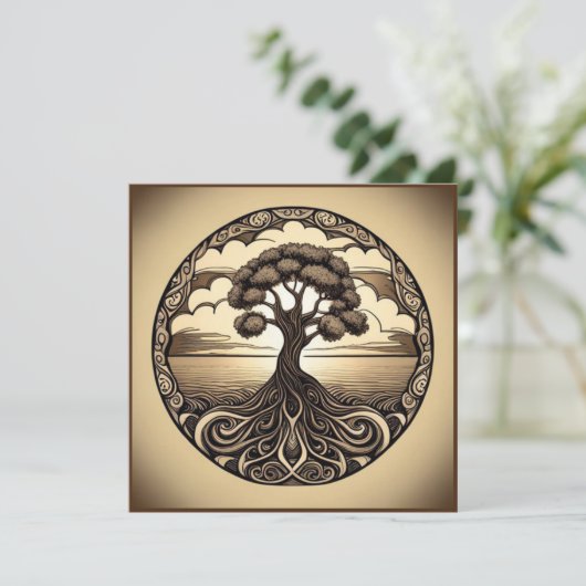 Lebensbaum Dankeskarte (Stehend Vorderseite)