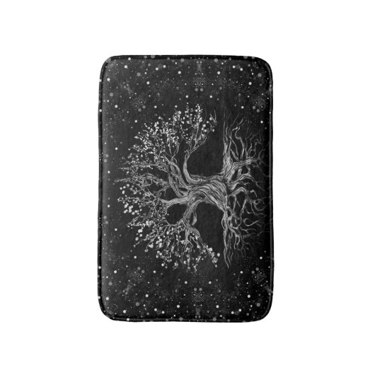 Lebensbaum, der Schwarz und Weiß Zeichne Badematte (Vorderseite Vertikal)